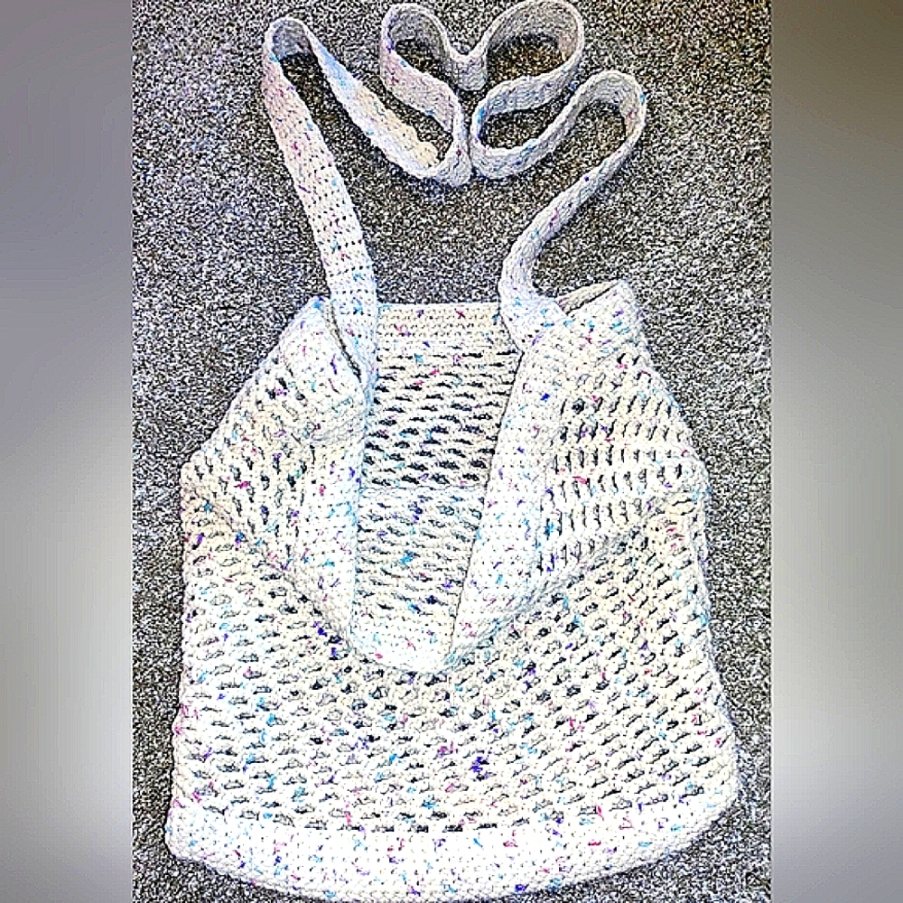 Handmade Crochet Tote Bag - Cream And Multicolor